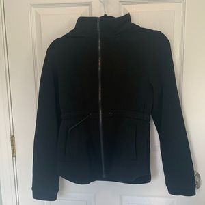 Cute Varley zip up size small with hood and drawstring to cinch waistline.